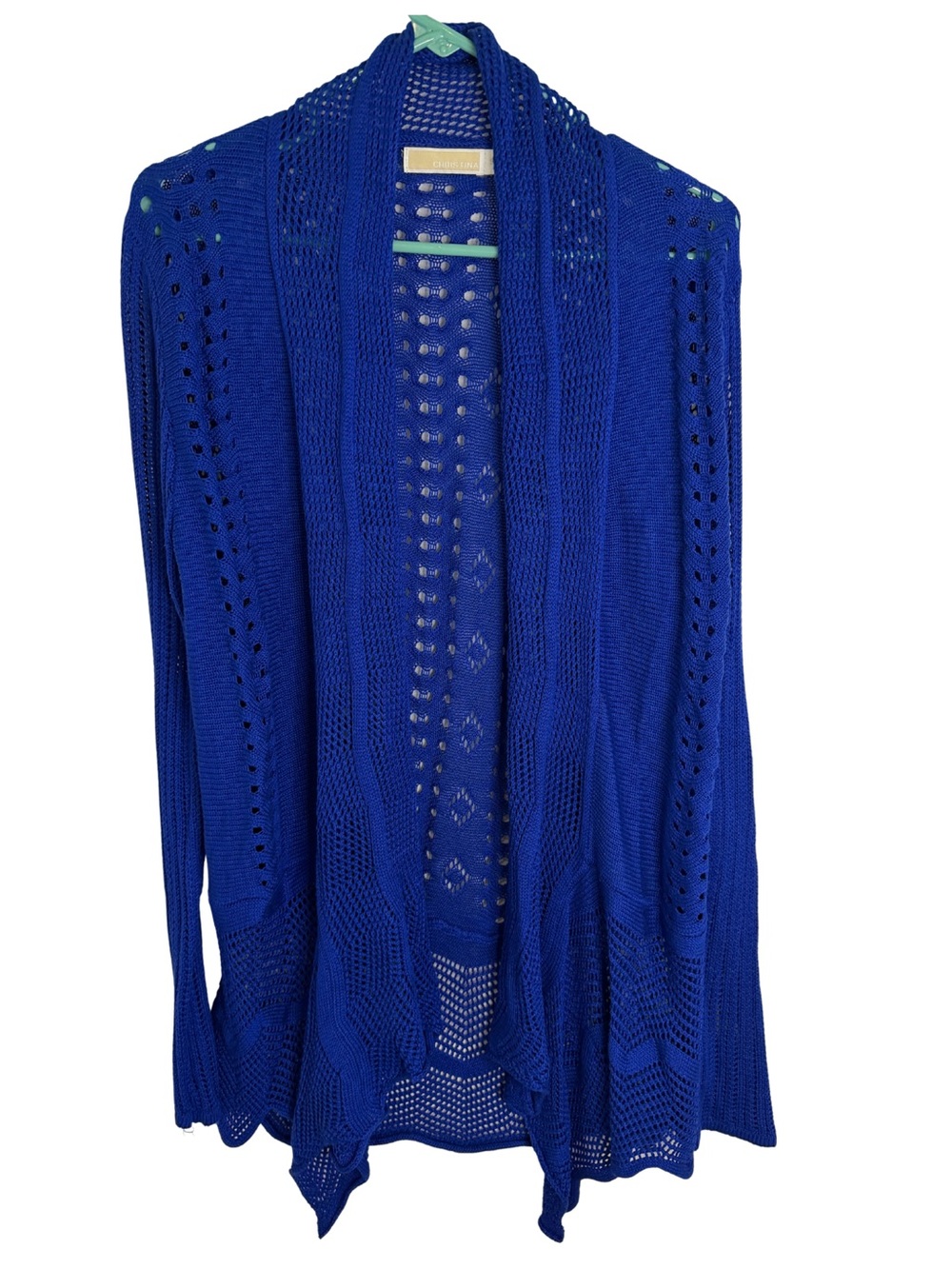 3/$20 Christina Royal Blue Open Front Long Sleeve Knit Cardigan Size Small